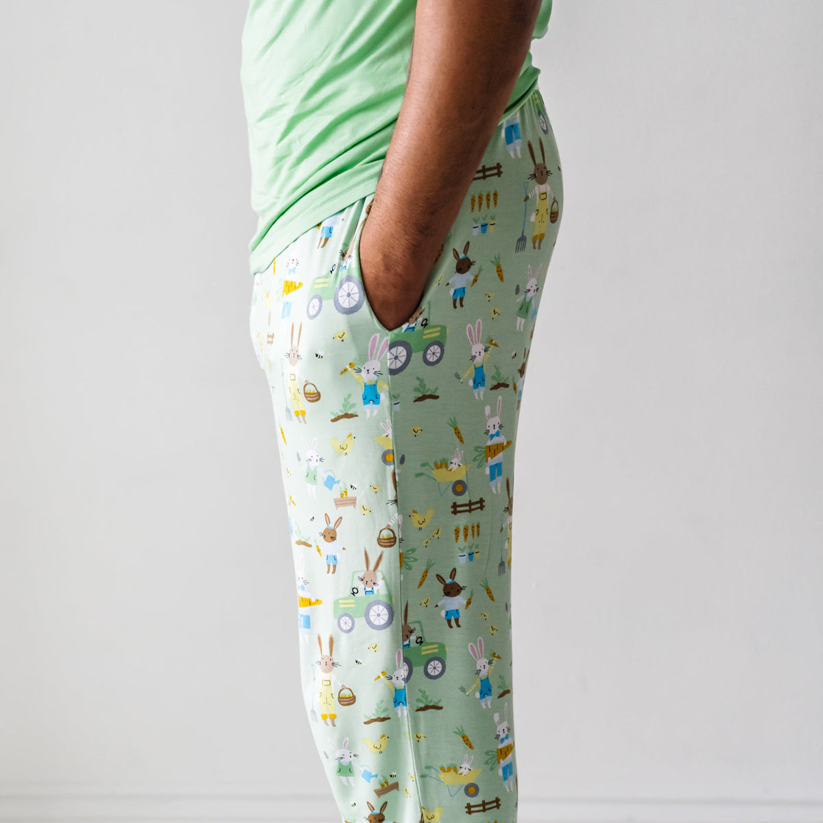 Pistachio Hop To It Men's Bamboo Viscose Pajama Pants – Little Sleepies