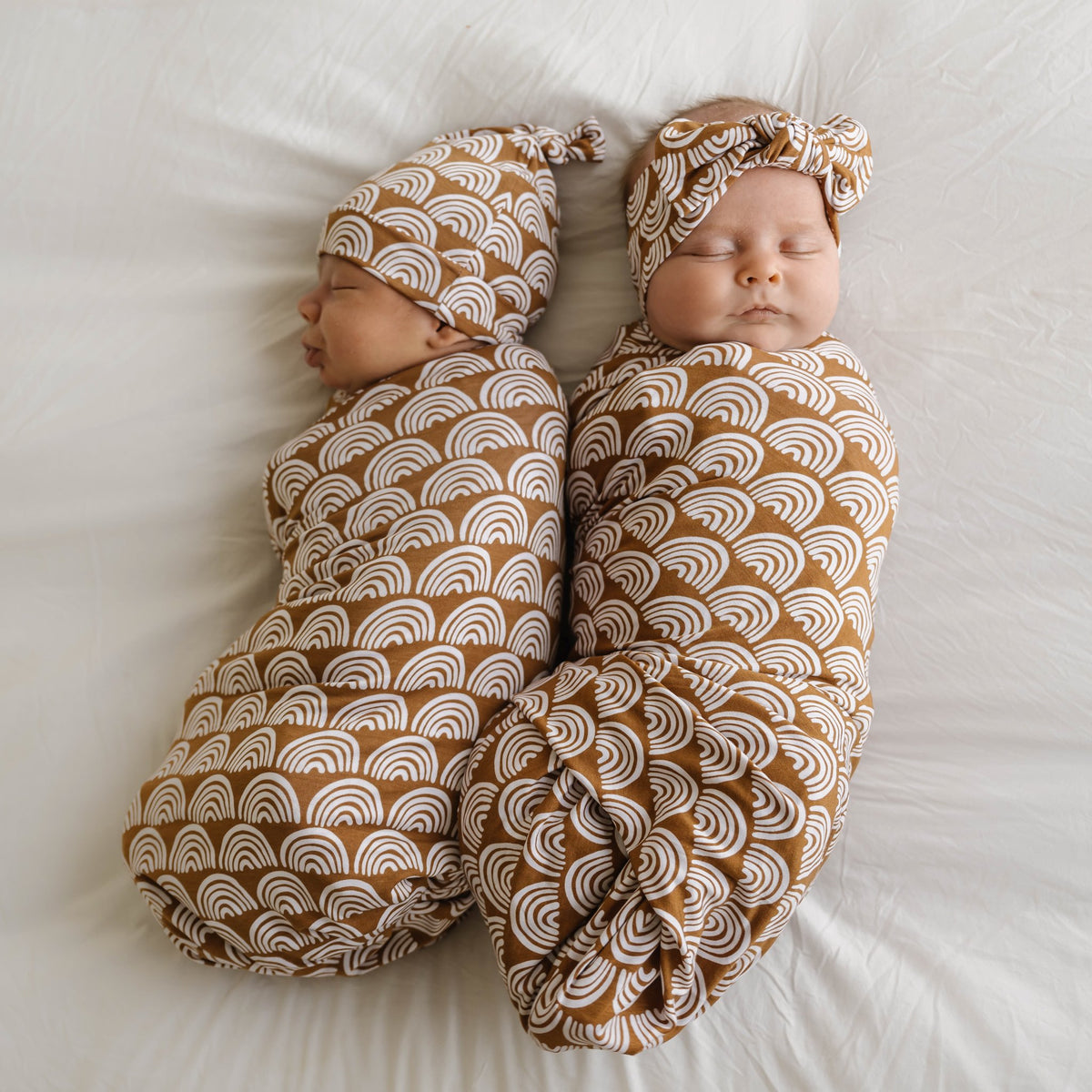 Rust Rainbows Swaddle Hat Set Little Sleepies