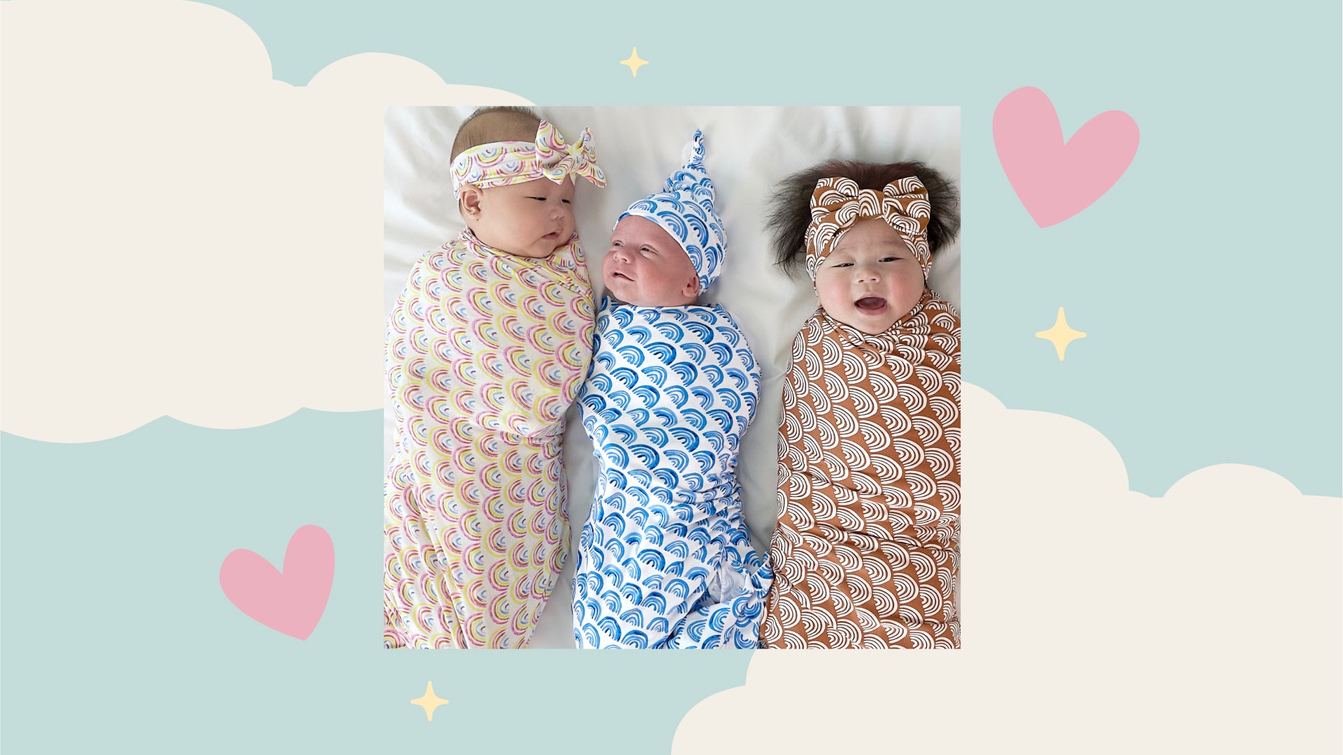 Snuggle popular Set - Swaddle Blanket, Newborn Stretchy Flat Cloth Diaper, Newborn Cap, Burp Cloth, Swaddle Set