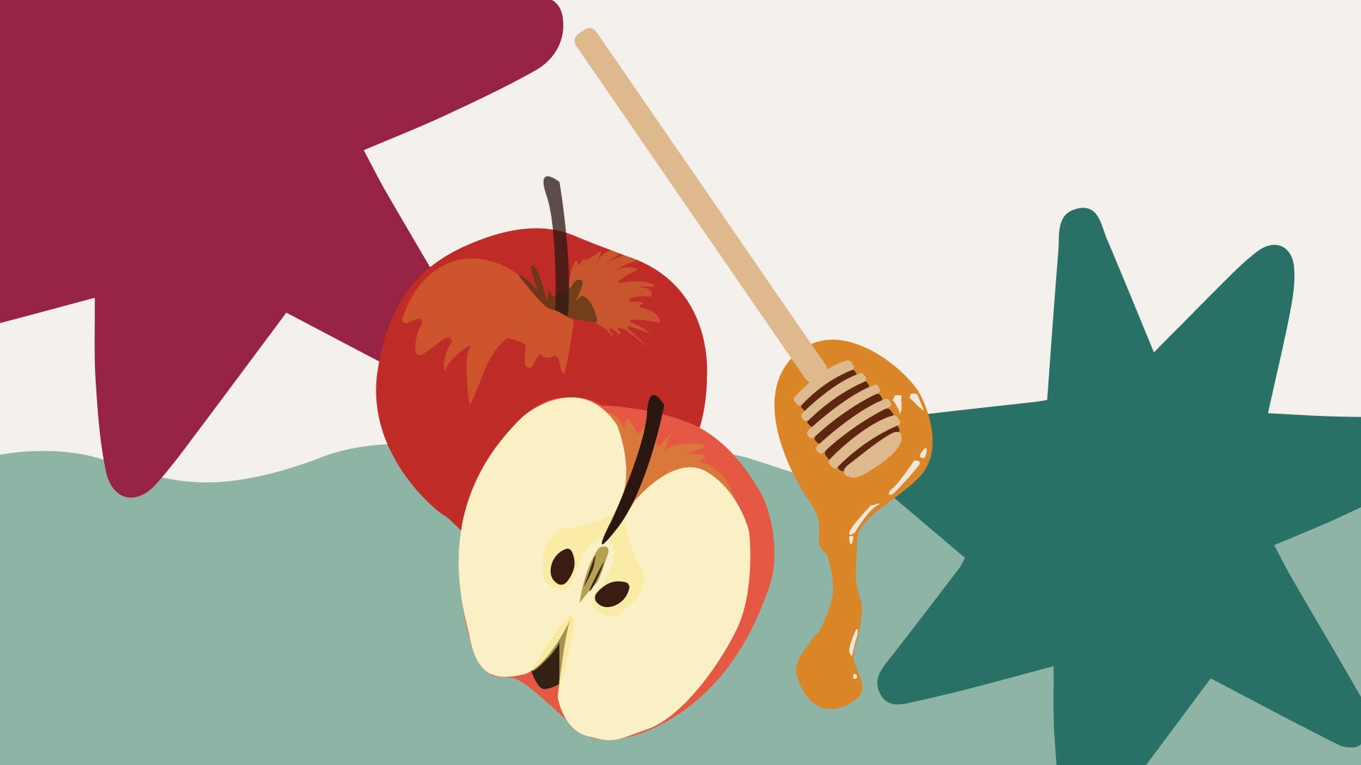 Drawing of an apple and honey