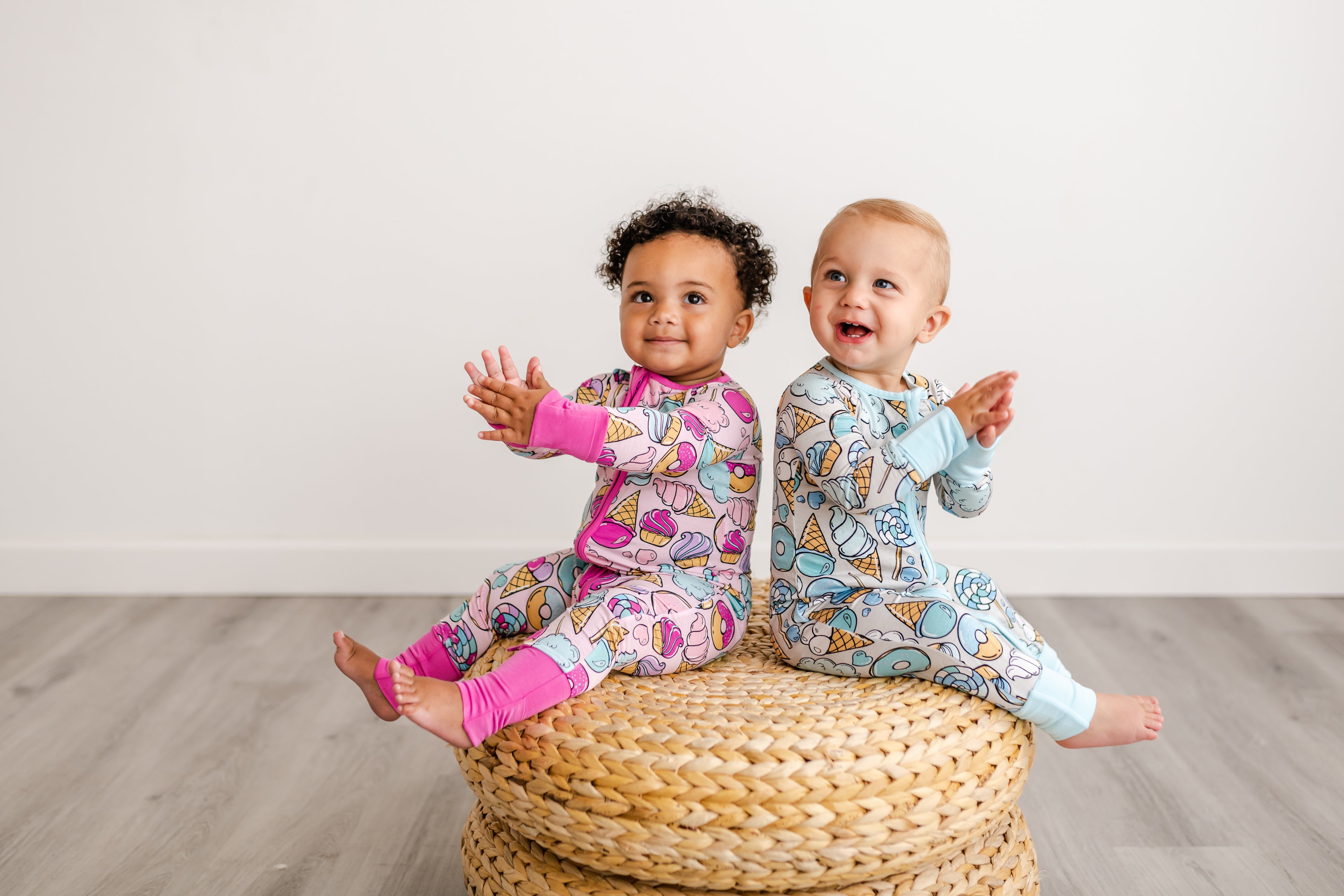 toddlers in matching pajamas