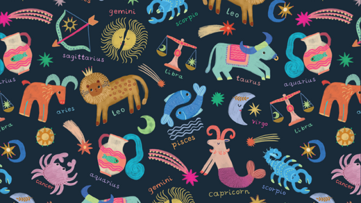 Star Signs print featuring colorful drawings of the zodiac signs