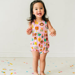 child wearing Party Pals Bubble Romper