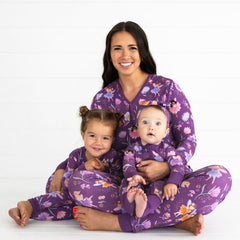 mother and children wearing Garden Fairies printed pjs