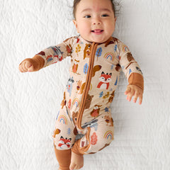 Child wearing a Woodland Friends zippy