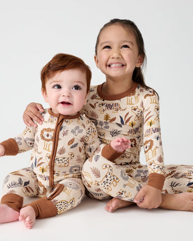 Two children wearing Savanna Friends PJs