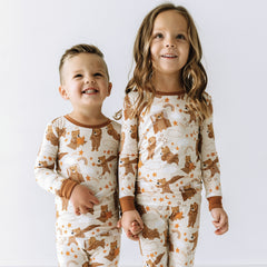 Children in Beary Sleepy printed pajamas