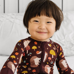 child in happy hedgehogs zippy pajamas
