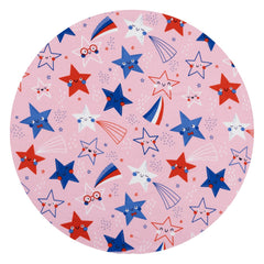 Swatch of Pink Stars & Stripes print.