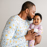 Daddy and me matching in tartan pajamas