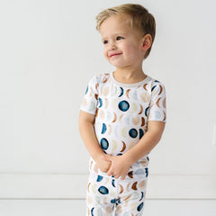 Child wearing Retro Roller Skates two piece short sleeve pajama set