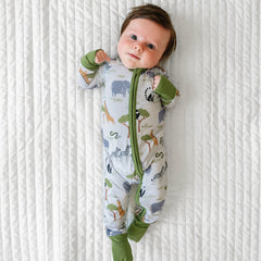 infant in safari friends printed zippy pajamas with coordinating zebra sleepyhead lovey 