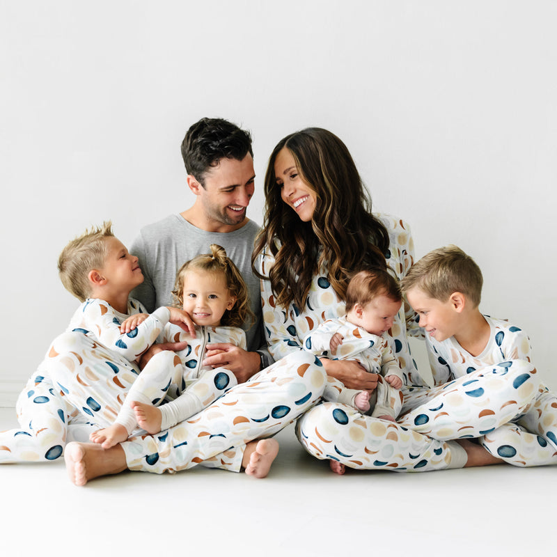 family of six wearing matching Luna Neutral pjs