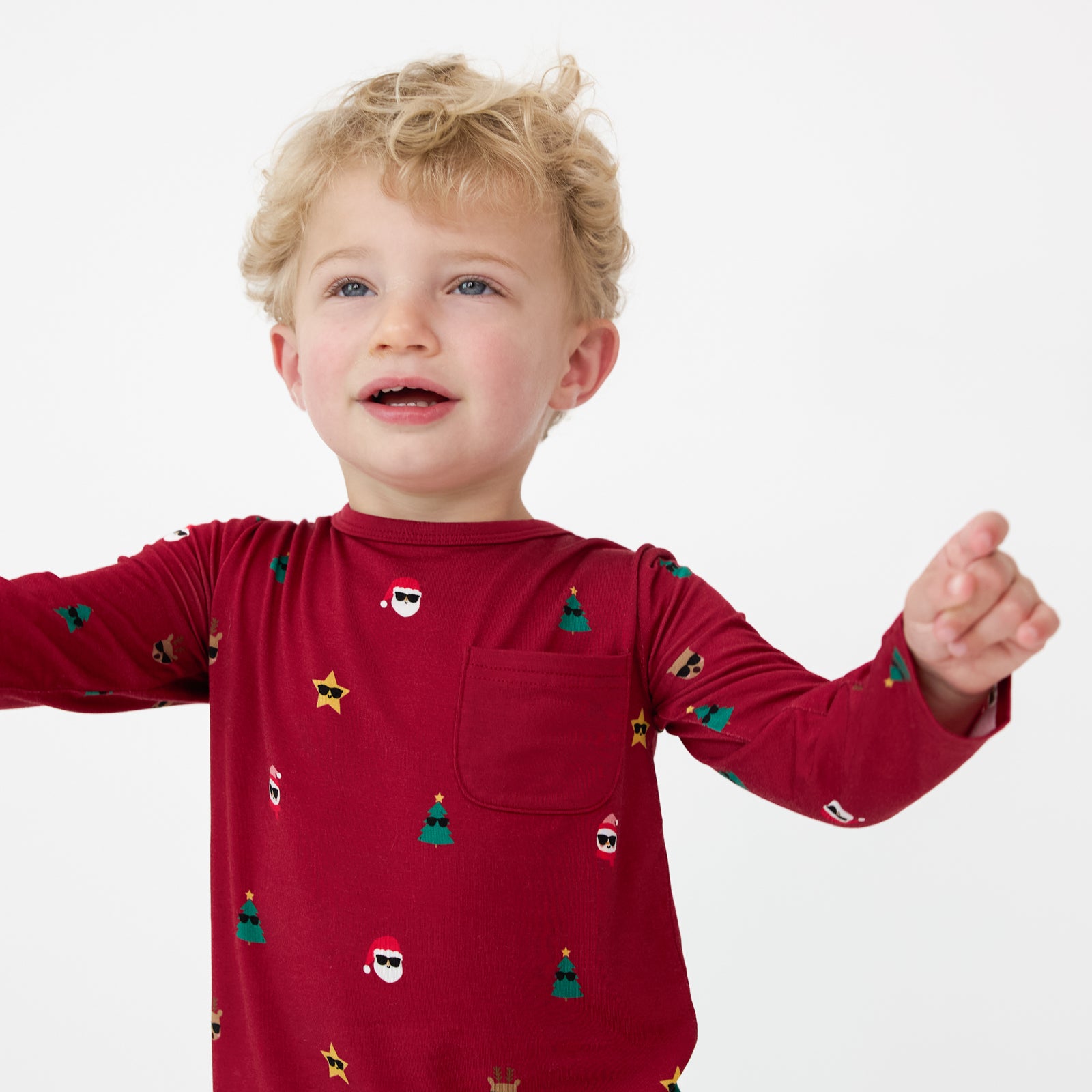 Alternate close up image of a child wearing a Cool Christmas Pocket Tee