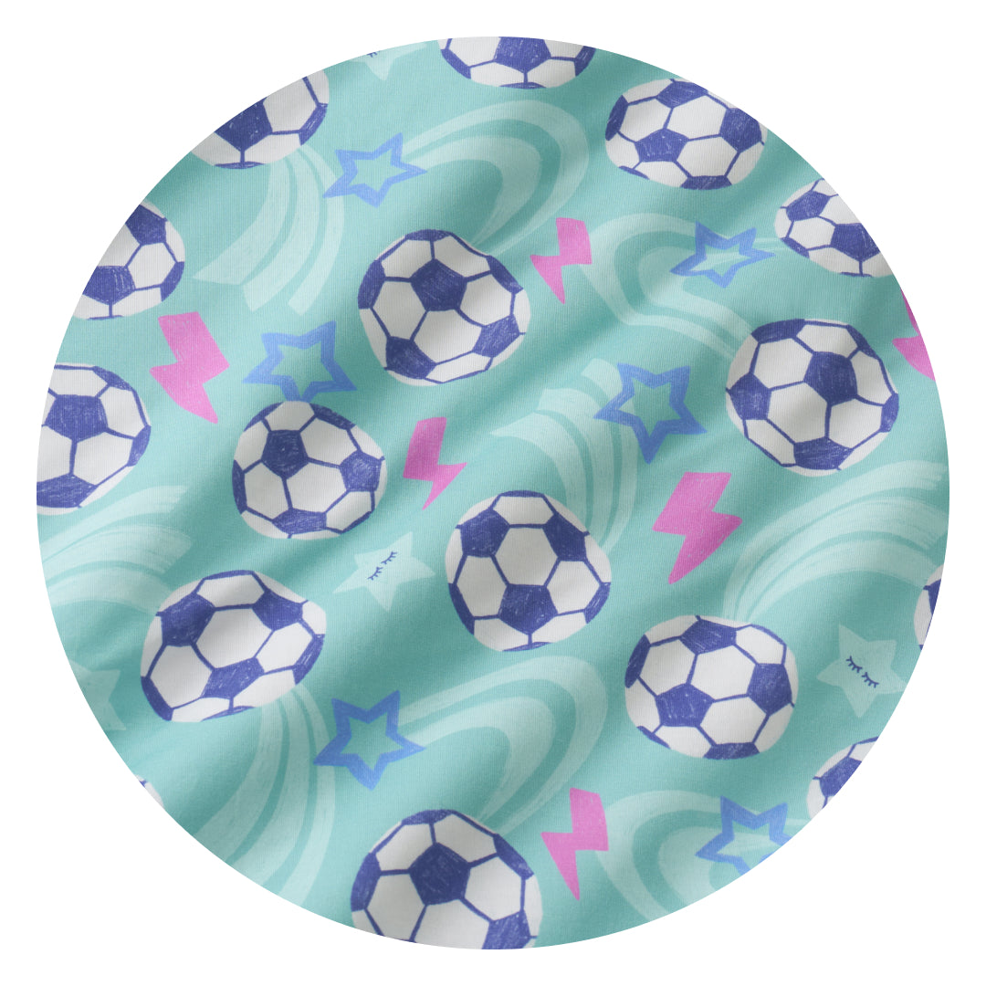Aqua Soccer Stars print swatch