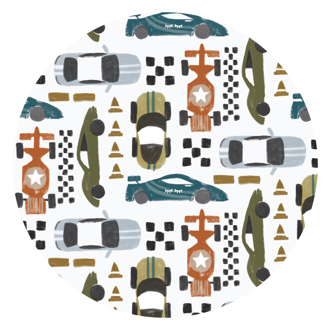 Swatch of the Fast Lane print