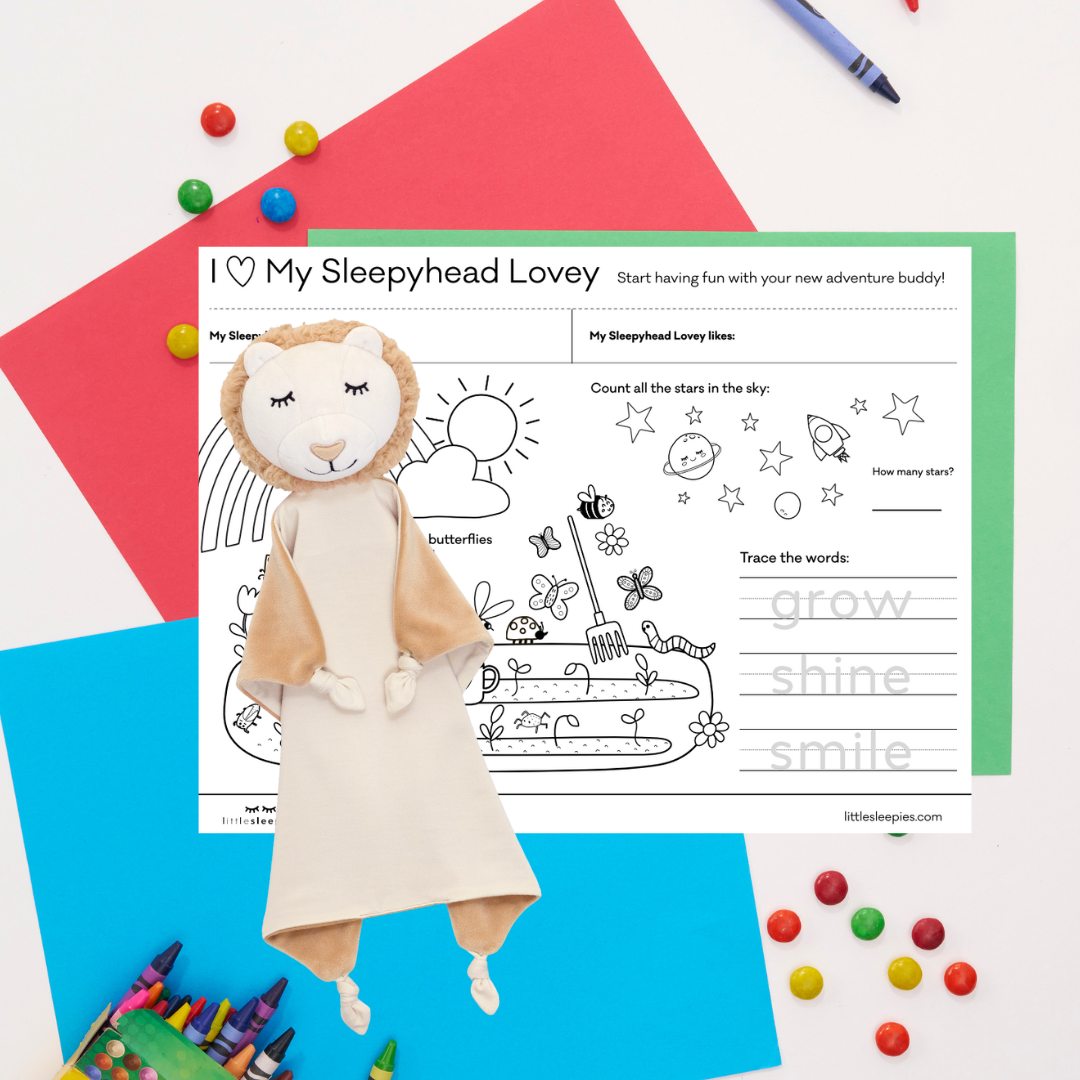 flat lay image of Leo the Lion on a free printable coloring sheet