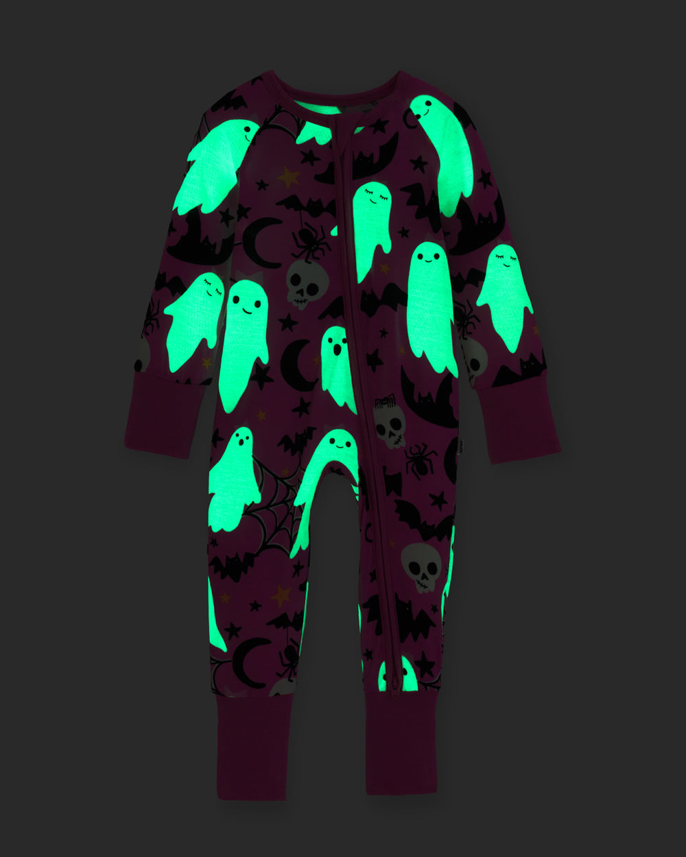 Flat lat of the Pink Frightful Friends Zippy showing the glow in the dark feature