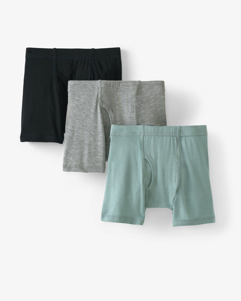 Flat lay of the Solid Boy's Bamboo Viscose Boxer Brief Underwear - 3 Pack