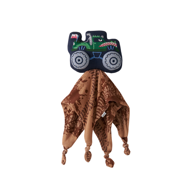 Flat lay of Max the Monster Truck Sleepyhead Lovey