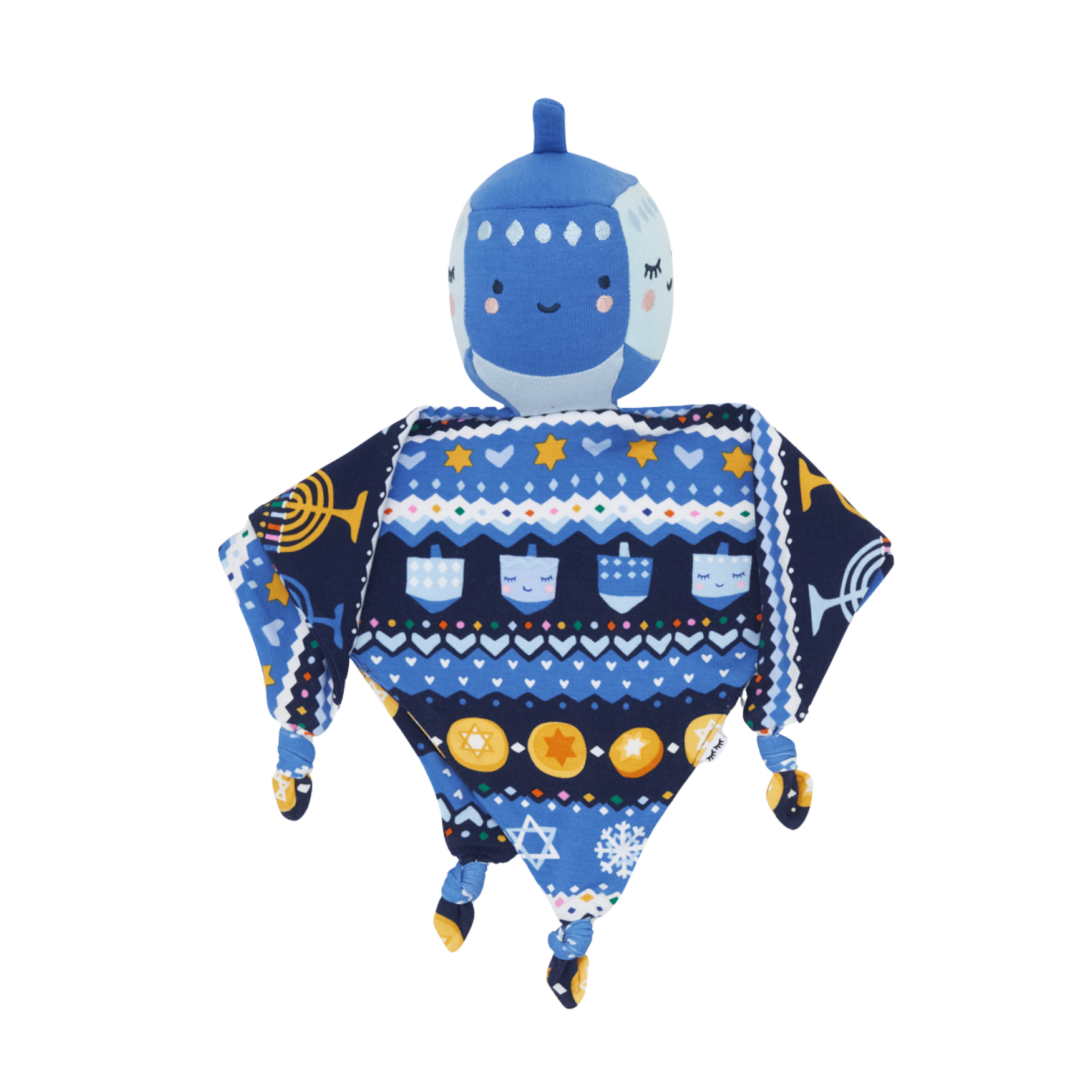 Flat lay of a Danny the Dreidel Sleepyhead Lovey