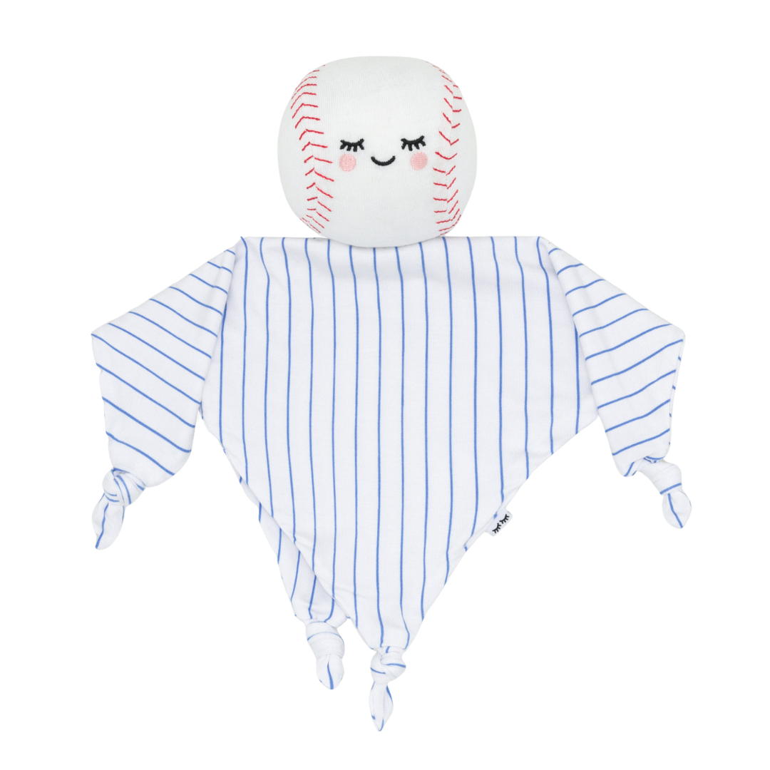 Flat lay image of Major the baseball lovey