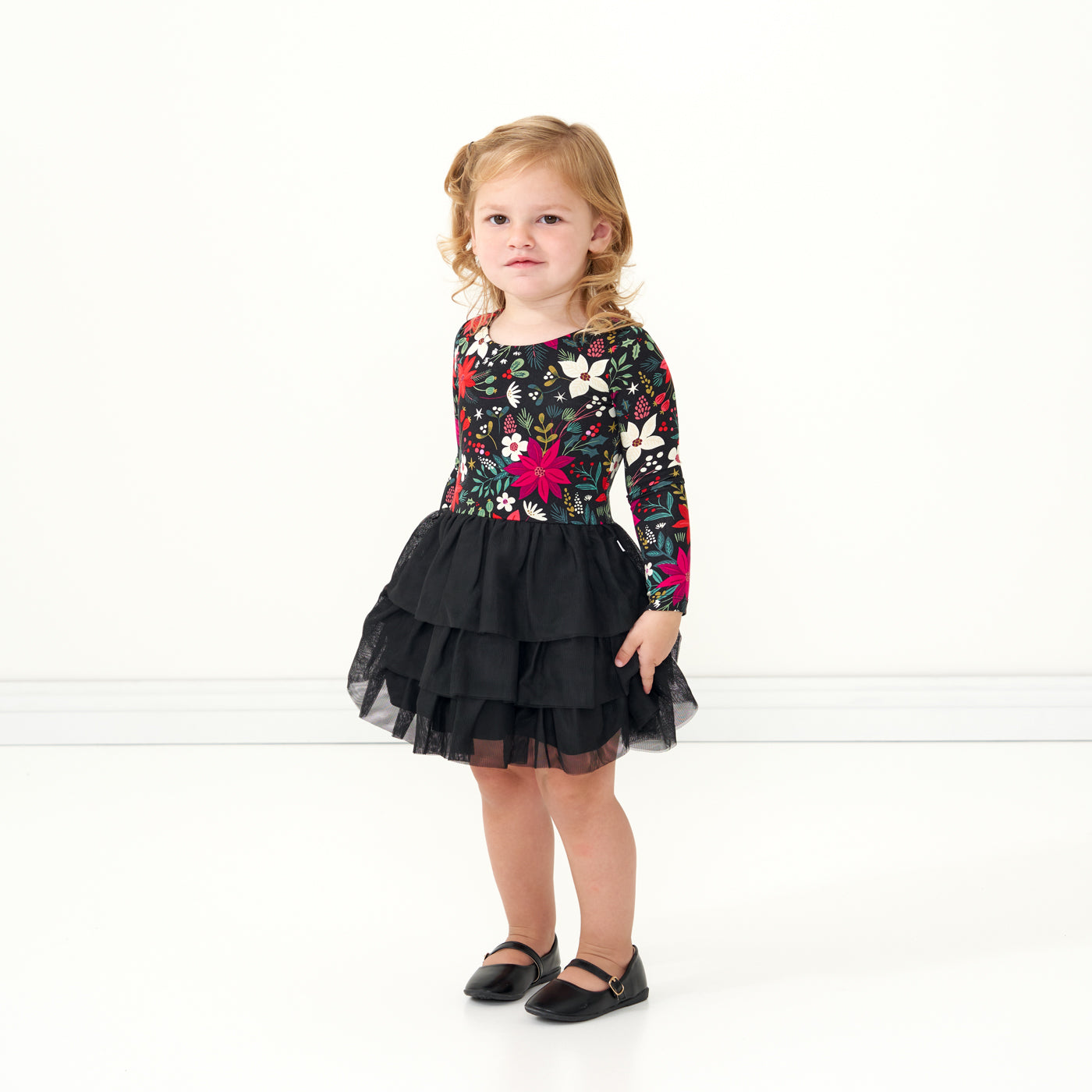 Child wearing a Berry Merry Flutter Tutu Dress with Bloomer