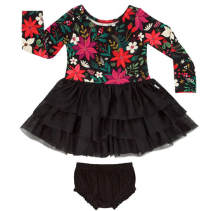 Flat lay image of Berry Merry flutter tutu dress with bloomer