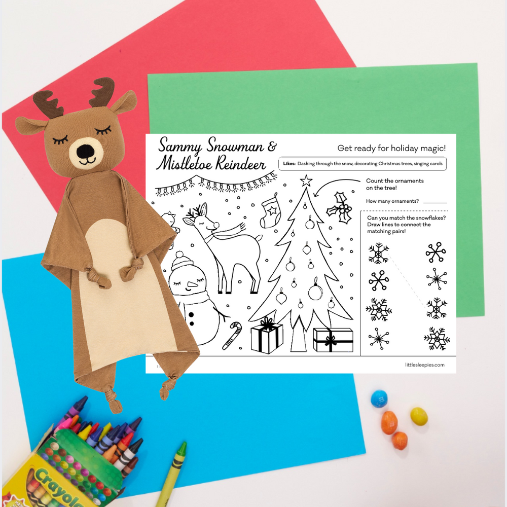 Mistletoe the Reindeer next to their printable PDF