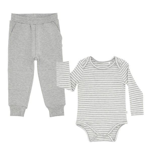 NODL Laid Back Kinda Day Heather Gray Solid Top/Jogger (2-Piece Set) - T7830HGR Small