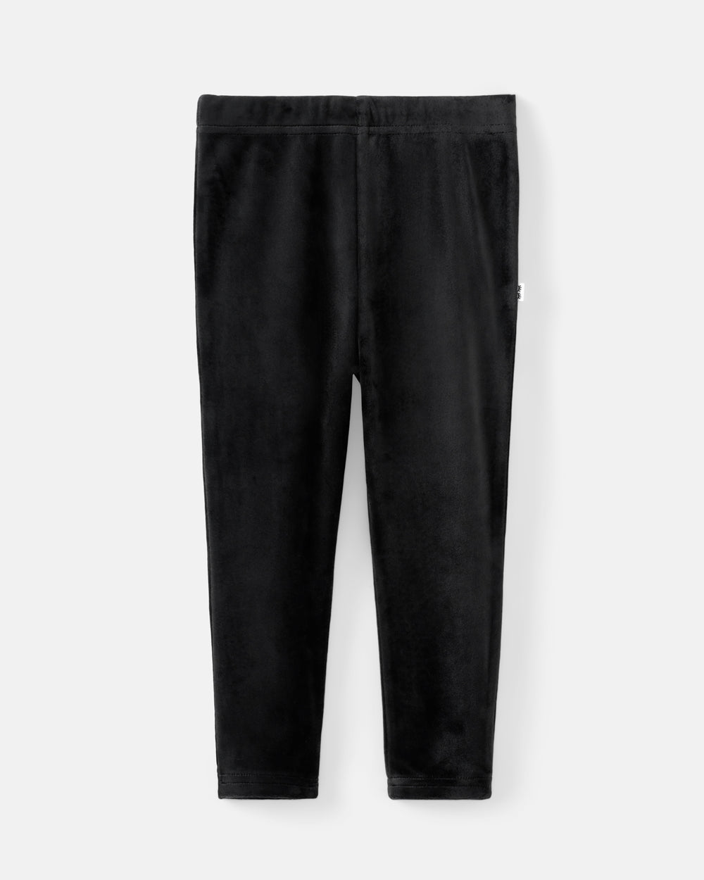 Black fleece leggings shown flat against a light gray background.