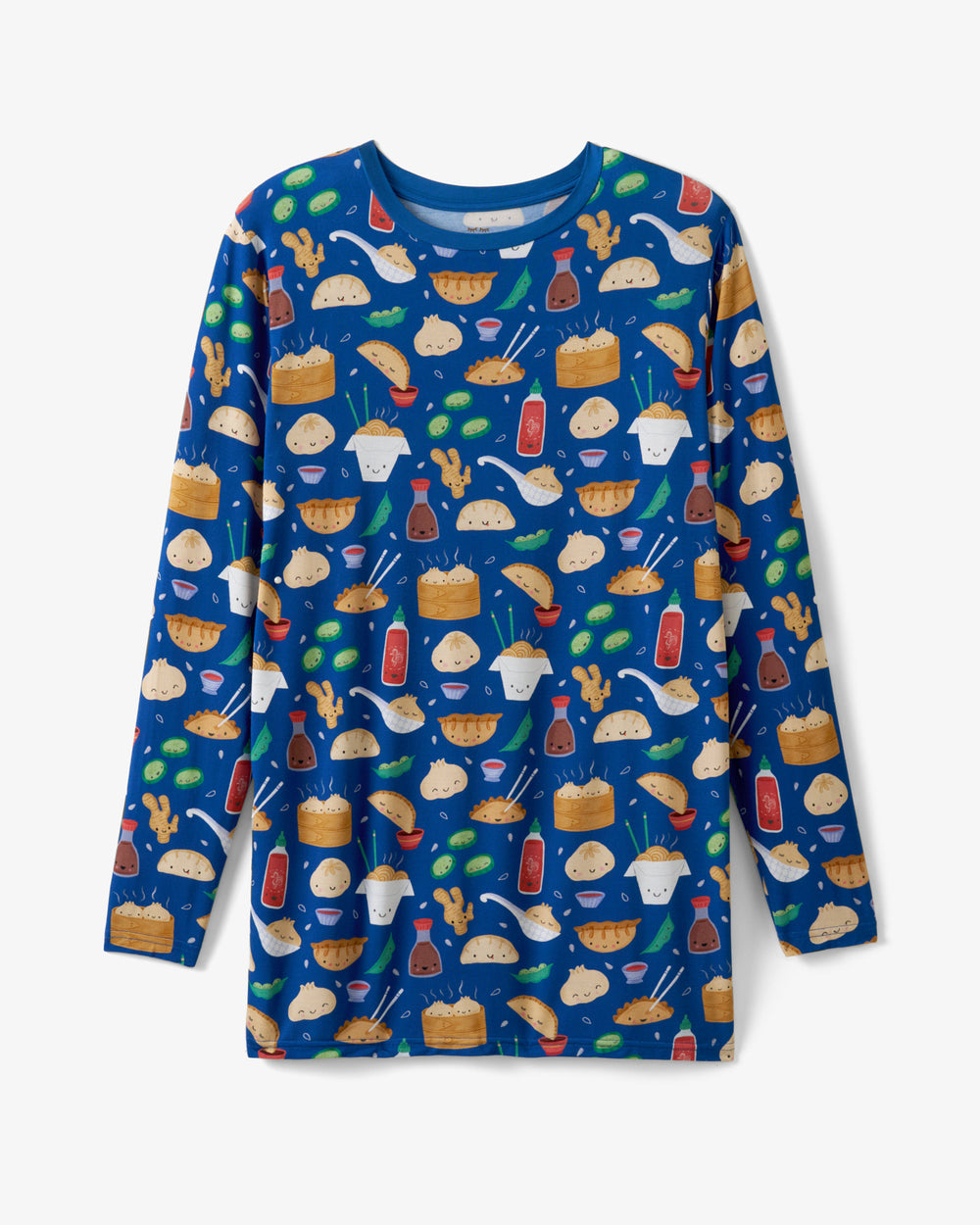 Flat lay of the Bao Buddies Men's Long Sleeve Pajama Top