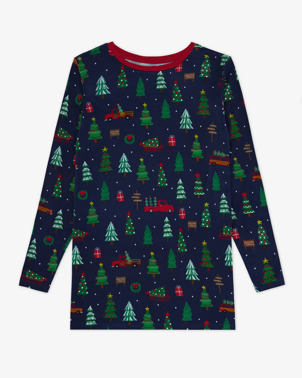 Flat lay of the Navy Tree Traffic Men's Long Sleeve Pajama Top