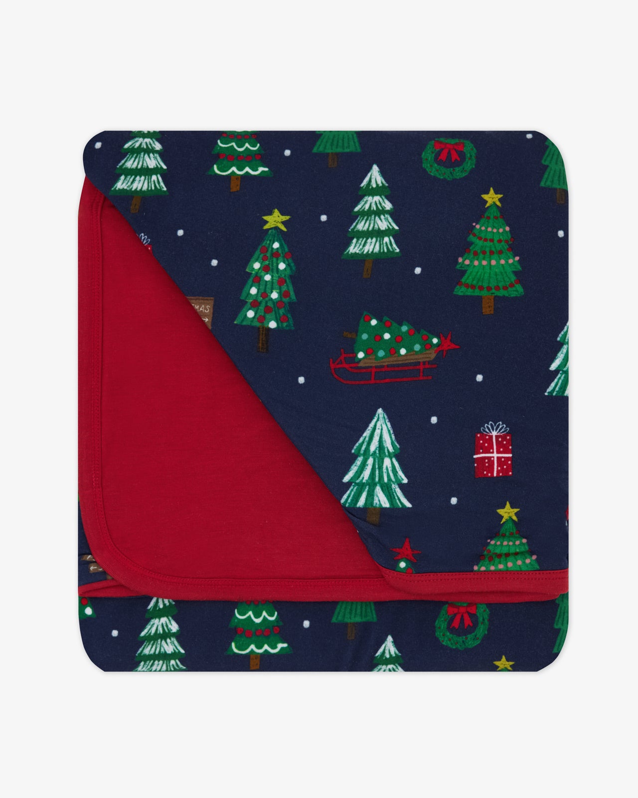 Flat lay of the Navy Tree Traffic Large Cloud Blanket®