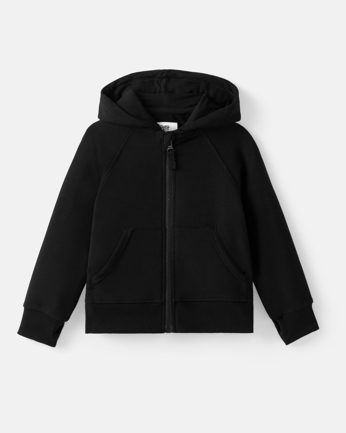 Flat lay of the Black Zip Hoodie