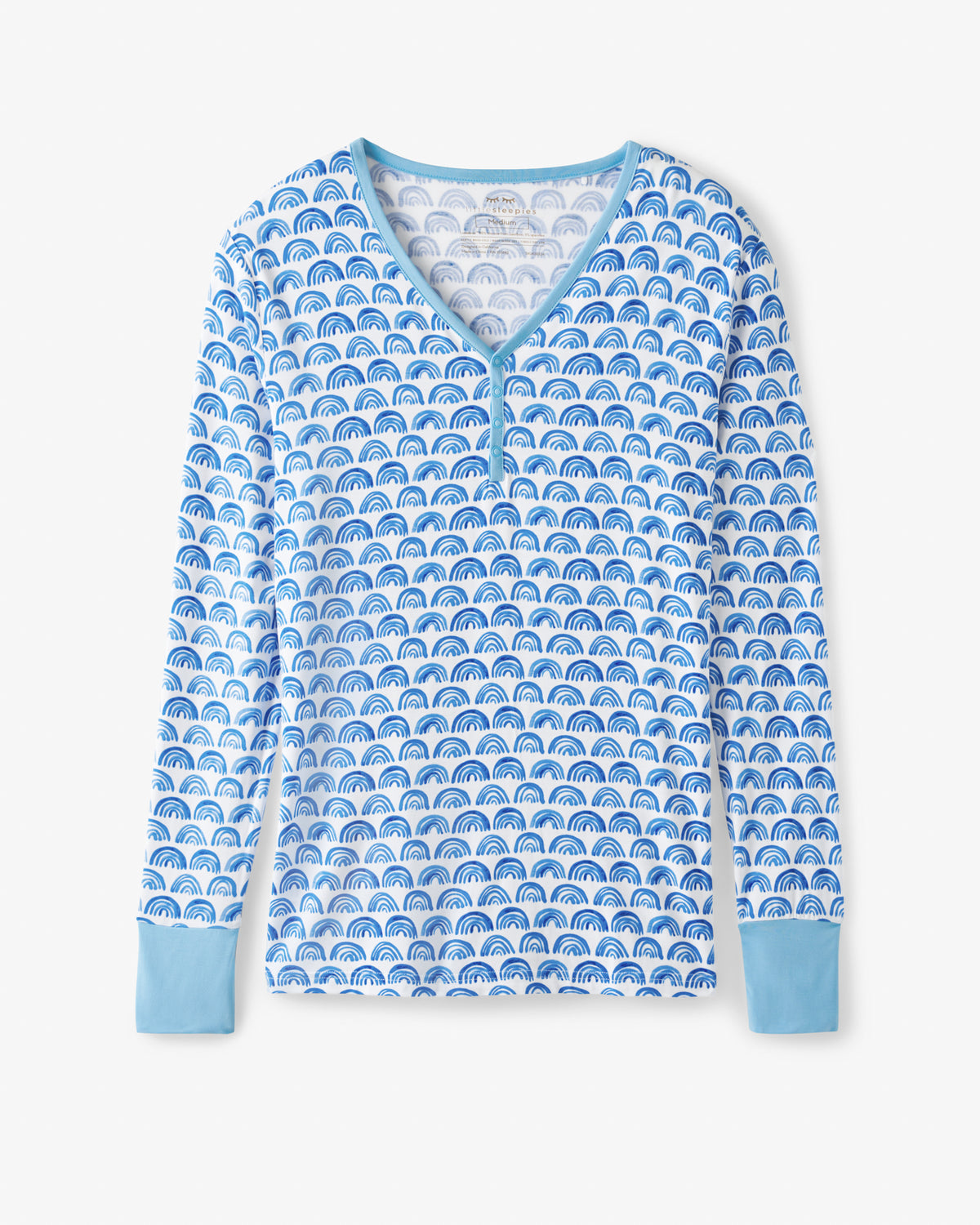 Flat lay of the Blue Rainbows Women's Pajama Top