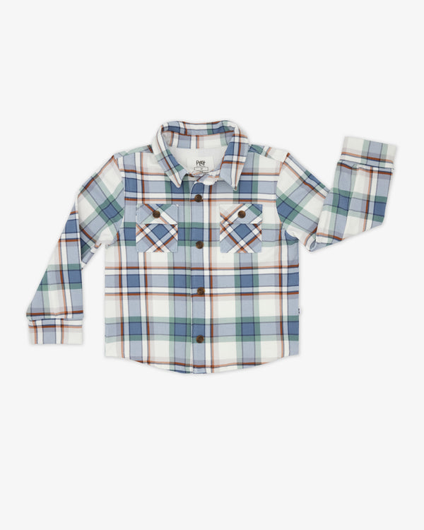 Flat lay of the Blue Ridge Plaid Shacket