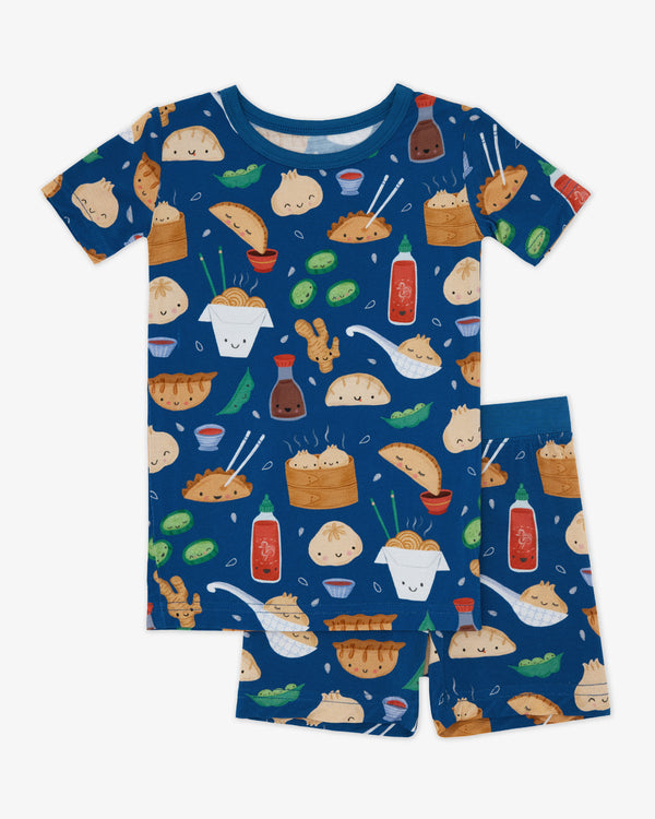 Flat lay of the Bao Buddies Two-Piece Short Sleeve & Shorts Pajama Set