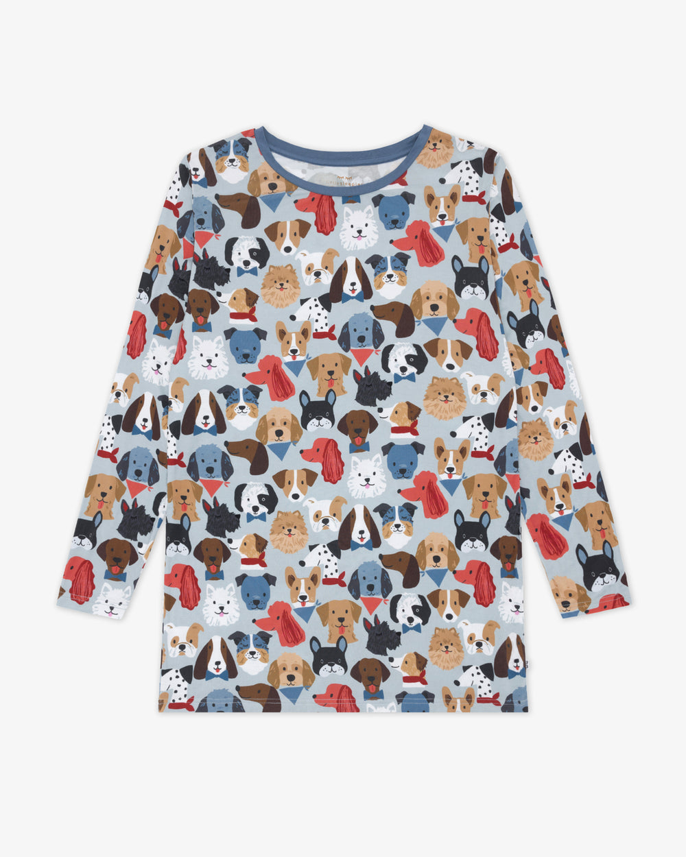 Gray Puppy Parade Men's Long Sleeve Pajama Top