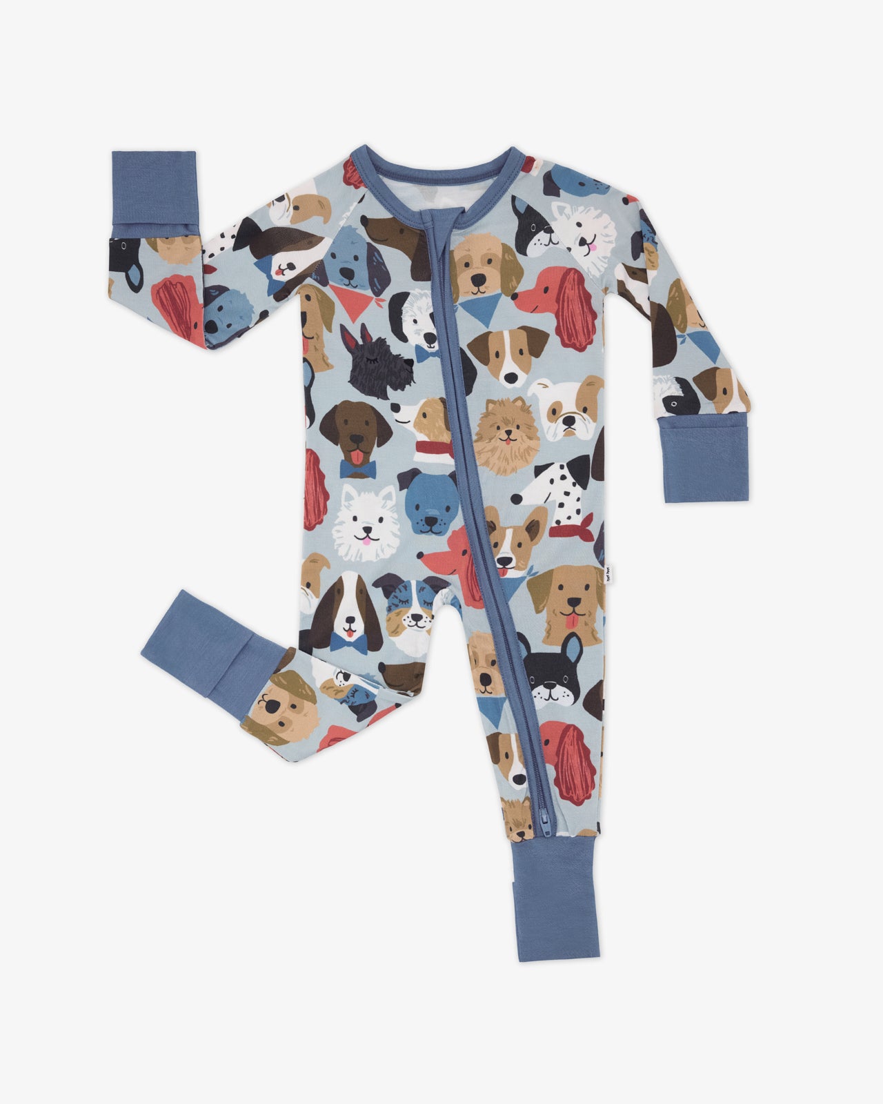 Flat lay of the Gray Puppy Parade Zippy