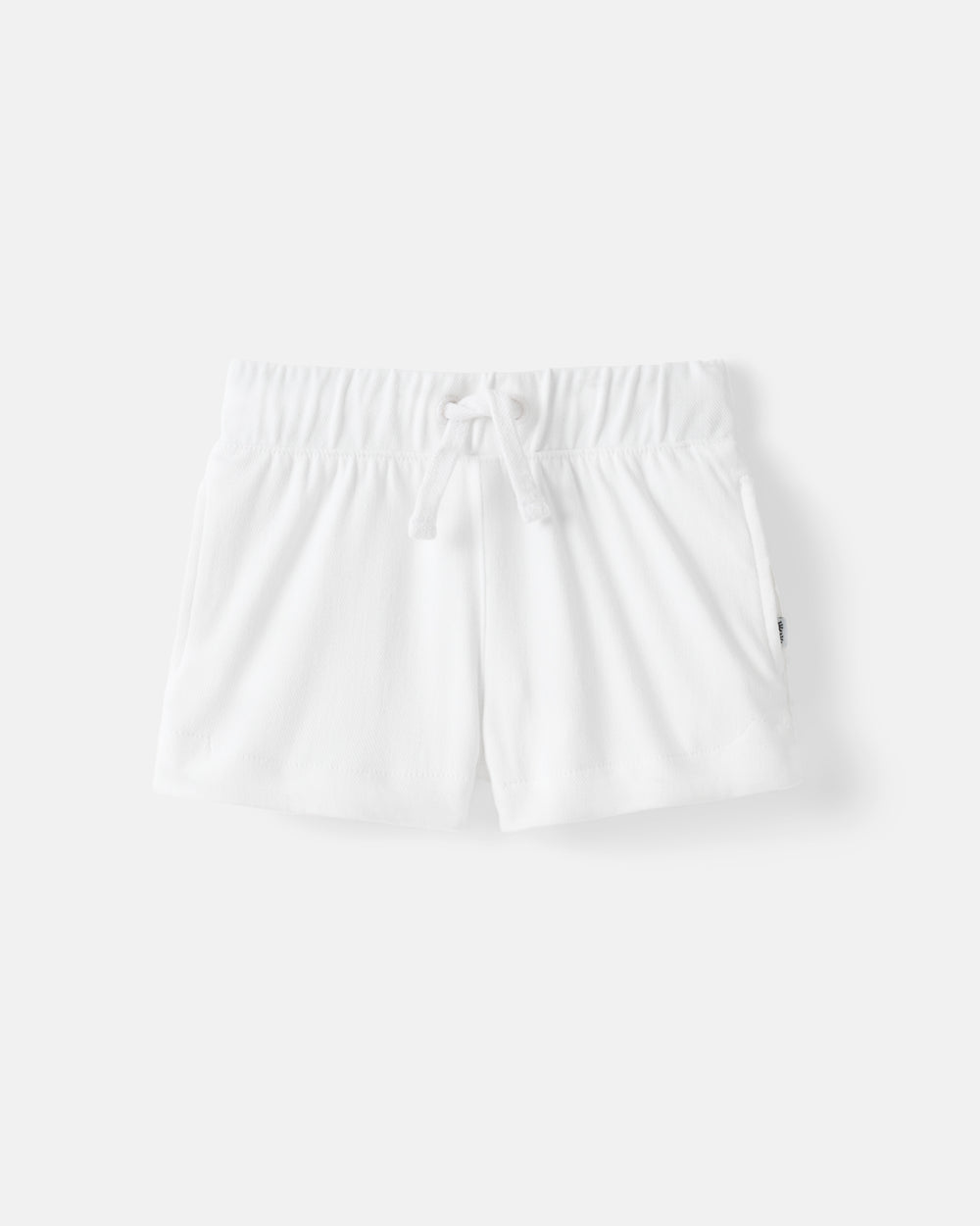 Flat lay of the Bright White Denim Shorts