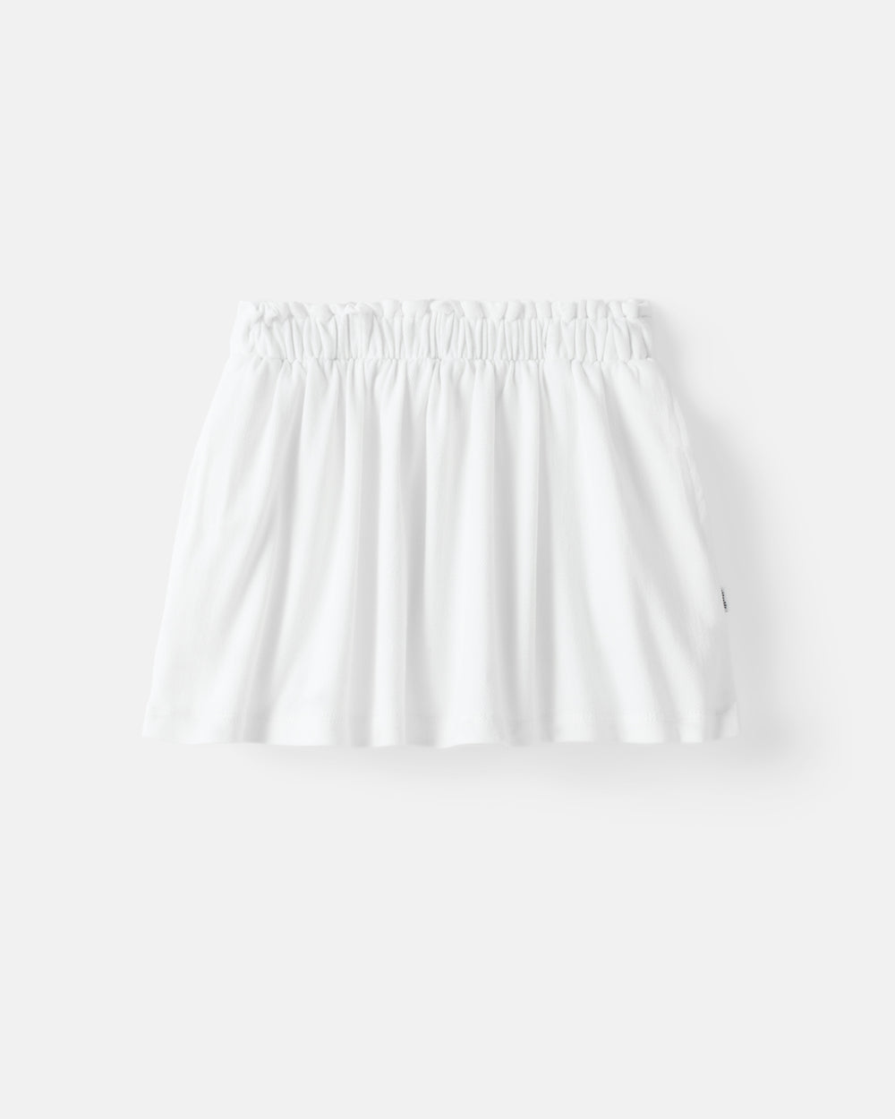 Flat lay of the Bright White Denim Skort