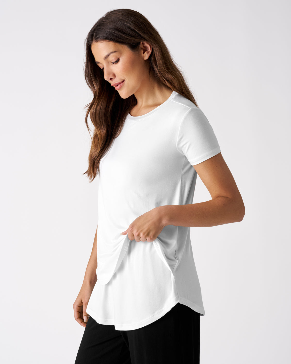 Alternate of woman wearing the Bright White Women's Nursing Top