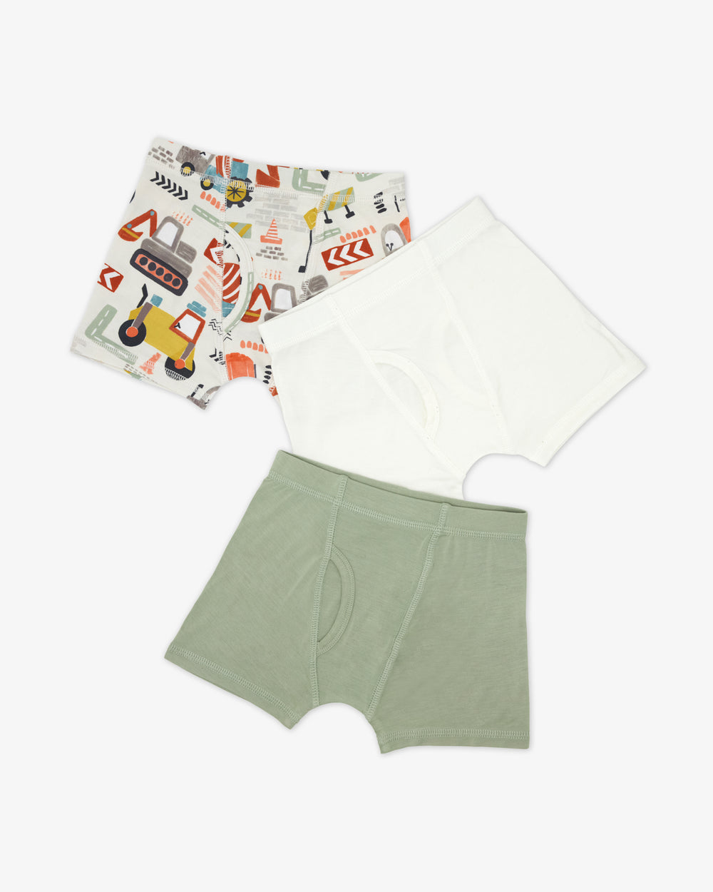 Flat lay of the Mini Builders Boxer Brief Underwear 3-Pack