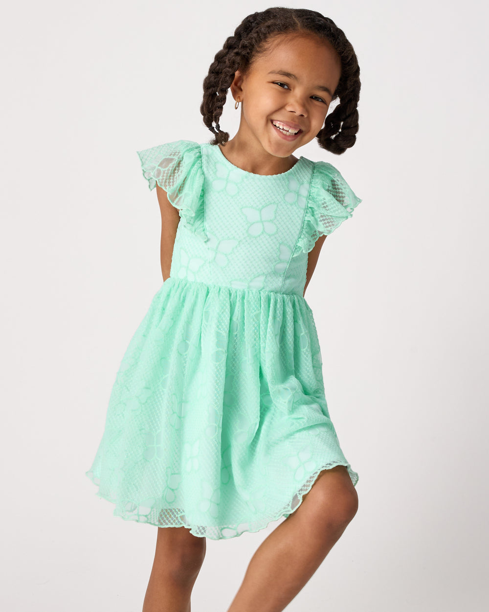 Alternate child wearing the Butterfly Brook Smocked Flutter Dress
