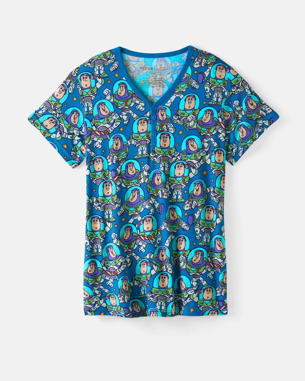 Flat lay of the Disney & Pixar Buzz's Cosmic Crew Women's Short Sleeve Pajama Top