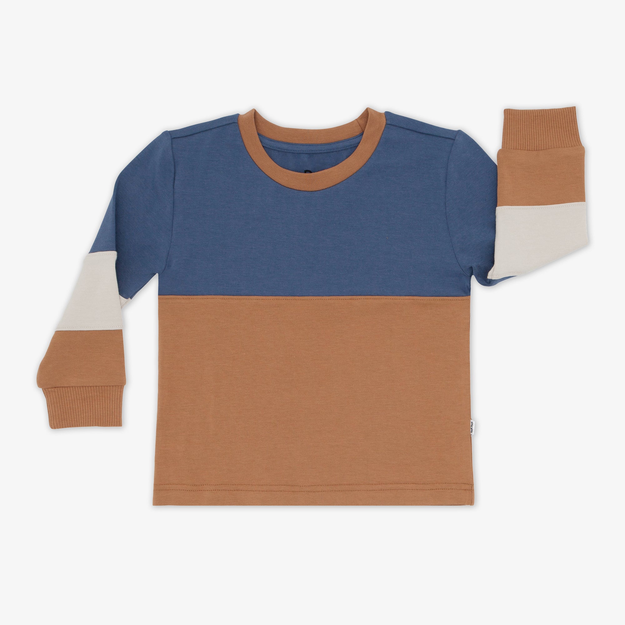 Flat lay image of the Caramel Colorblock Relaxed Panel Tee