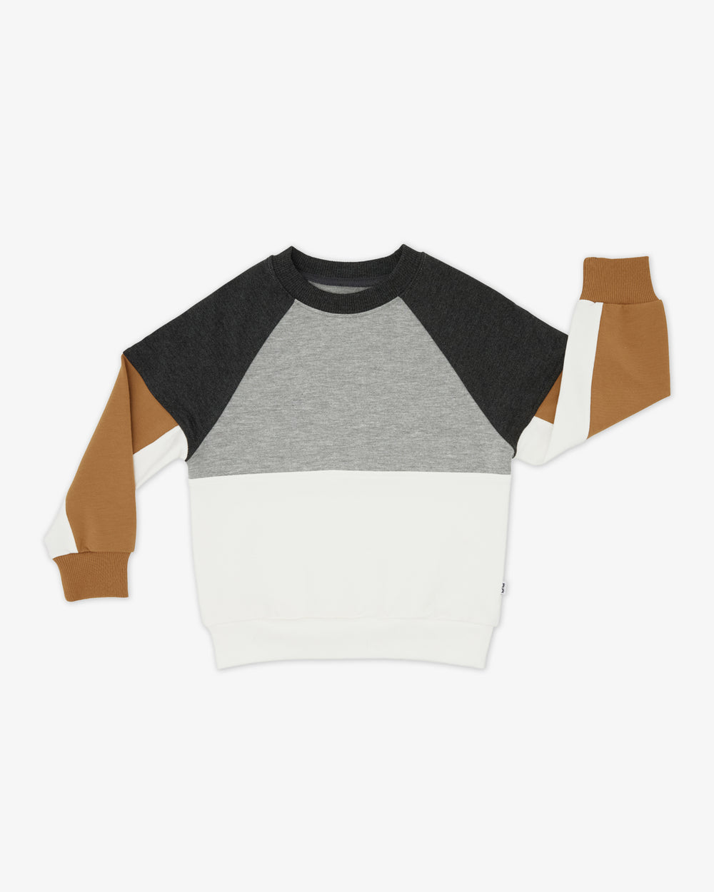 Flat lay of the Heather Gray Panel Crewneck