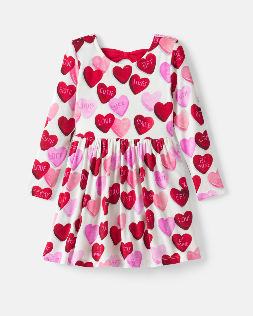 Flat lay of the front of the Candy Cuties Bow Back Skater Dress