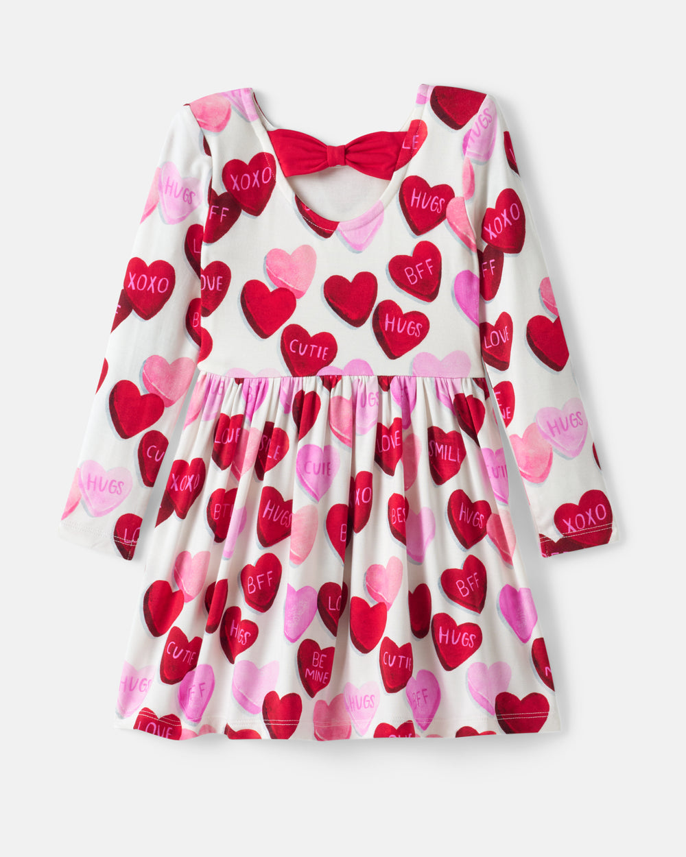 Flat lay of the back of the Candy Cuties Bow Back Skater Dress